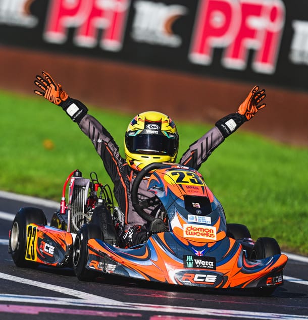 British MicroMax Champion winning the race on track during 2025 championship